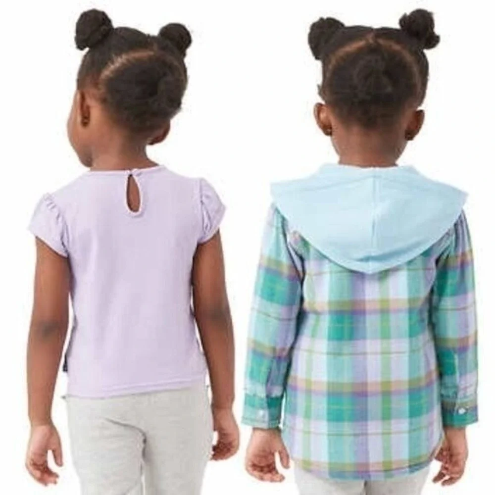 Buffalo Kids Girls 3-piece Shirt Jacket‎ Set Size 3T Purple/Green/Gray NWT